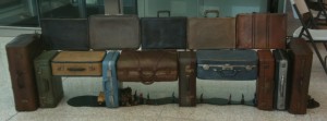 suitcase sculpture, Indianapolis airport